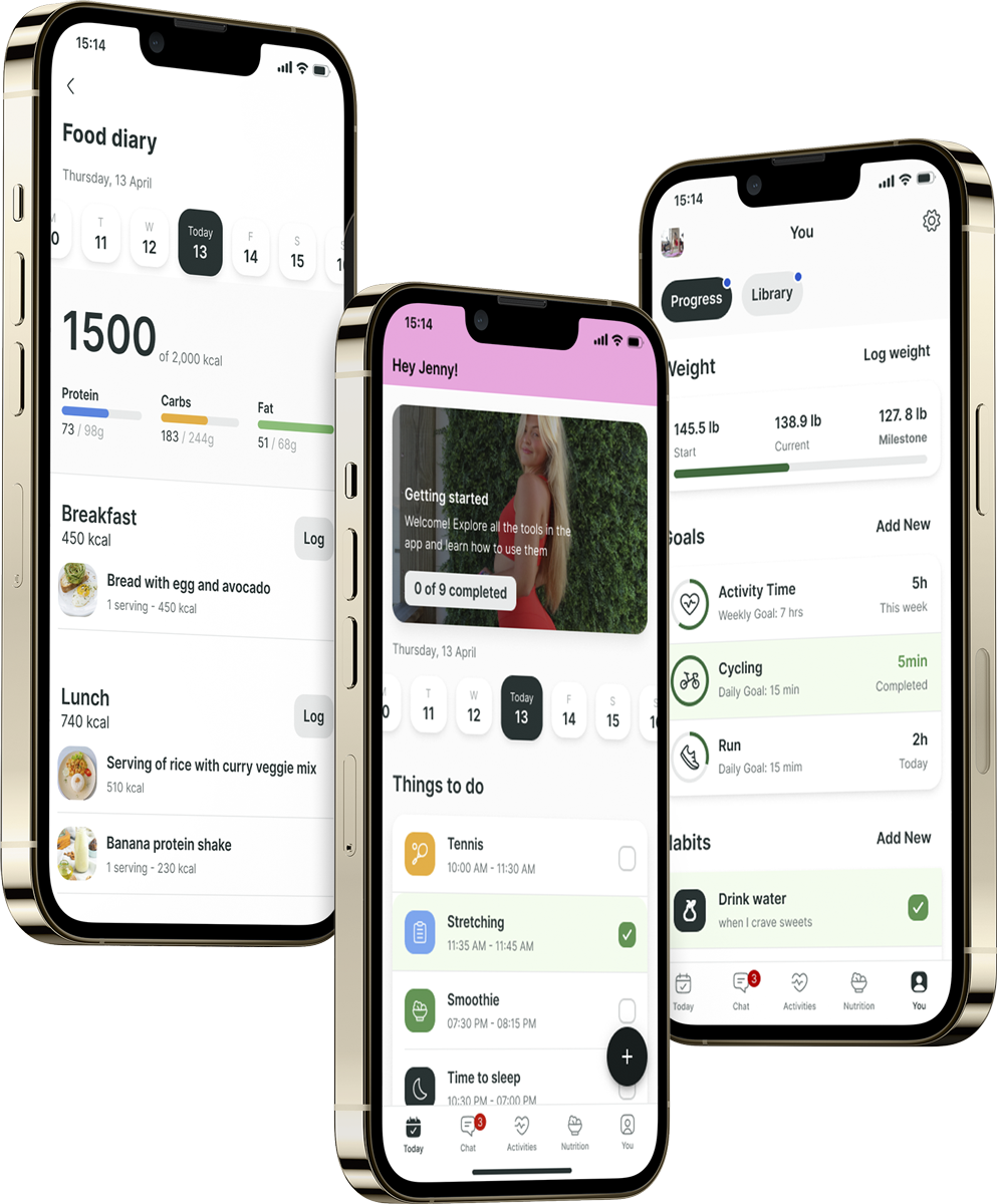 A mockup of the coaching app showcasing the features.